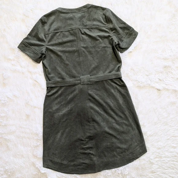 Banana Republic Sage Green Vegan Suede Shirtdress Size 6 - Picture 6 of 12